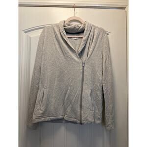 Lou &‎ Grey Women’s Long Sleeve Asymmetrical Full Zip Sweatshirt Size M Gray